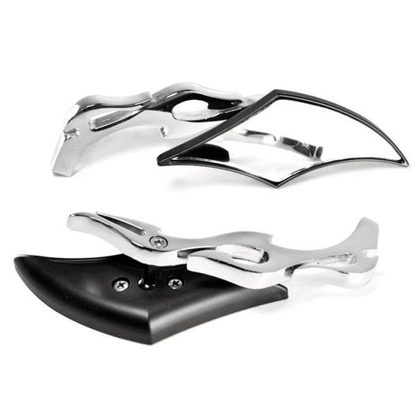 Krator Krator SF-COMH5-CB Twisted Flame Rearview Mirrors Harley Motorcycle Cruiser; Bolts Fits Most - Black & Chrome SF-COMH5-CB